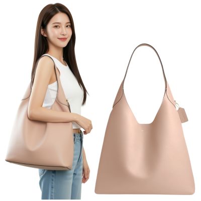 COACH BROOKLYN 39 奶油粉圓弧開口梯形肩背包