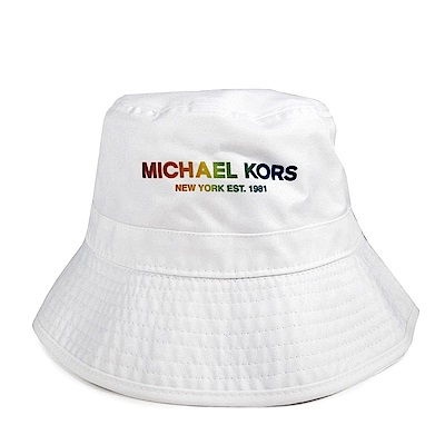 MICHAEL KORS 彩字LOGO雙面穿戴潮款漁夫帽(白色)