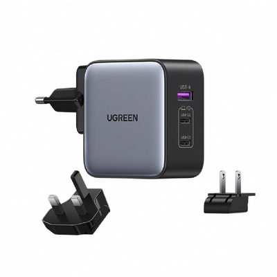綠聯 65W 三口氮化鎵快充充電器 2C1A多國轉接版（電源供應器）
