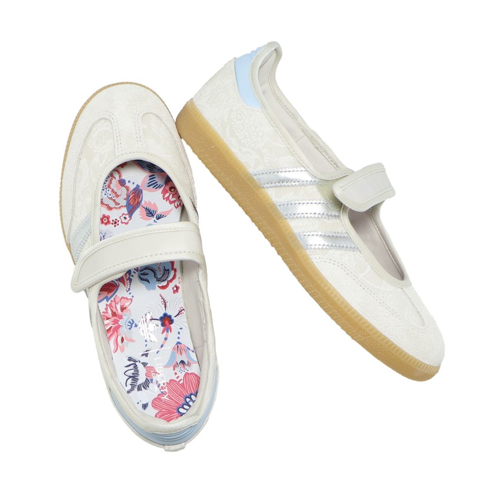 adidas 愛迪達休閒鞋Samba Jane W 女鞋米白銀Liberty London 瑪麗珍鞋