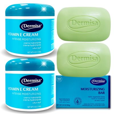 Dermisa美國急救保濕組★重量版維他命E急救保濕乳霜2入+升級版超級保濕淡斑皂2入