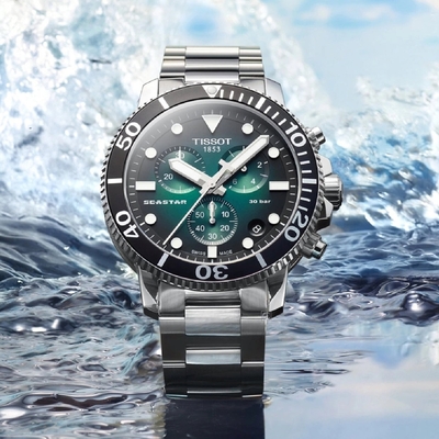 TISSOT 天梭 官方授權 Seastar 海星300米潛水石英錶 畢業禮物首選(T1204171109101)