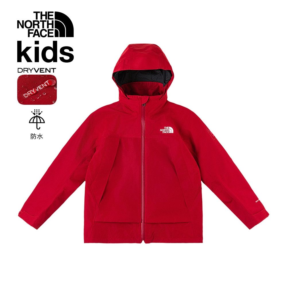 The North Face 官方旗艦】新年款-北面兒童紅色DRYVENT防水衝鋒衣