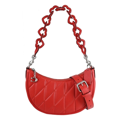 COACH MIRA 心形肩帶絎縫皮革手提斜背兩用包(紅)