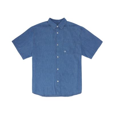 CONVERSE COOL MAX DENIM SHIRT DENIM BLUE 短袖襯衫 男 藍色-MCH628-UHA