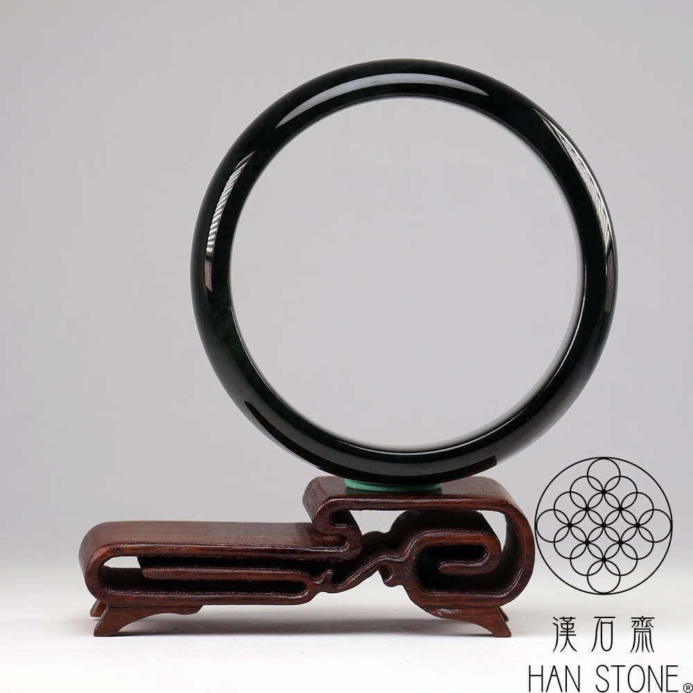 漢石齋】天然和田玉手鐲玉鐲黑青玉(手圍19.8/版寬18.7mm) | 漢石齋