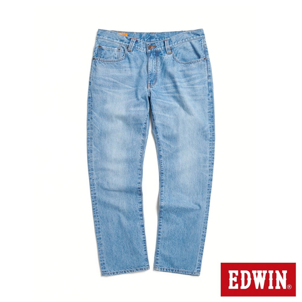 EDWIN 男女裝 F03 標準丹寧直筒褲-石洗藍