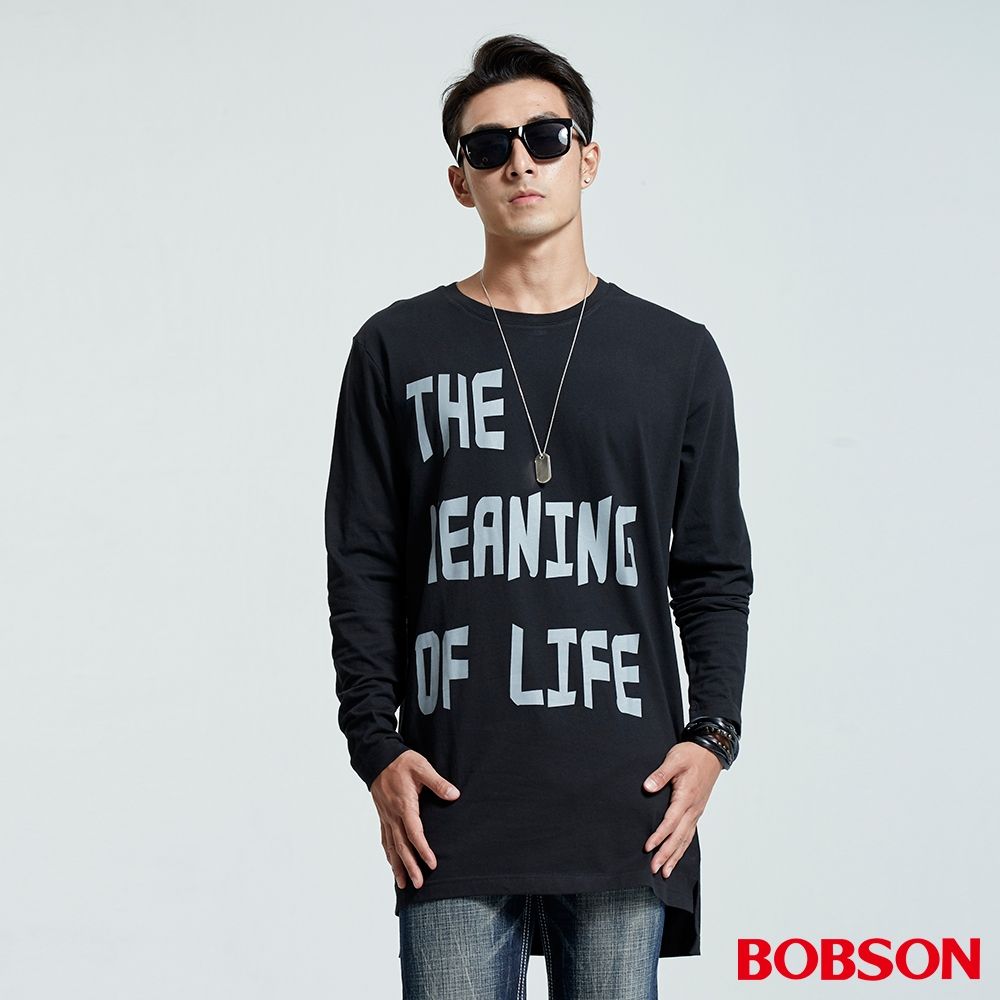【BOBSON】男款長版型印圖潮T  (35046-88)