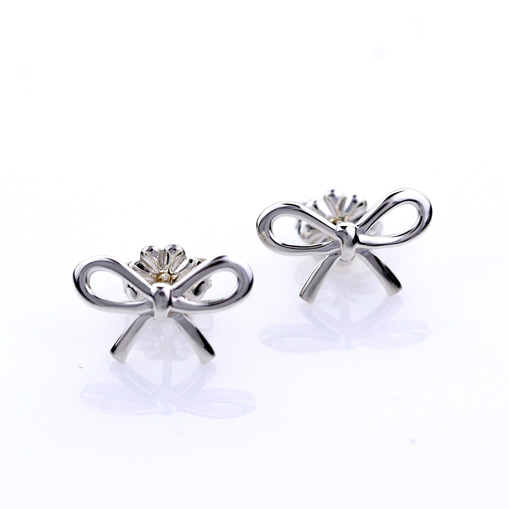 (95成新) Tiffany&Co. 蒂芙尼 蝴蝶結925純銀耳環