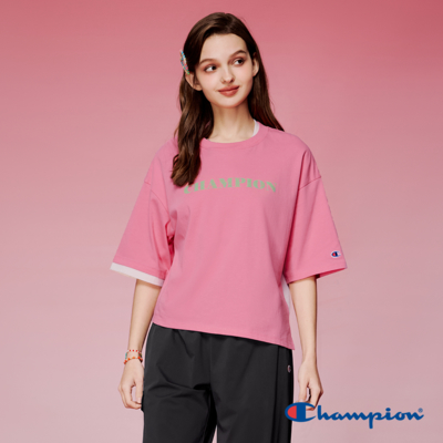 Champion 官方直營-女款 泡泡印 解構層次 短TEE(粉)