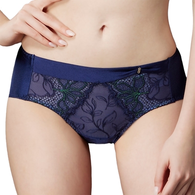 思薇爾 星燦女爵系列M-XXL蕾絲中腰三角女內褲(普魯士藍)