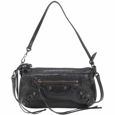 BALENCIAGA 巴黎世家 Le City Pouch 揉製羊皮手提 肩斜背包(黑色)