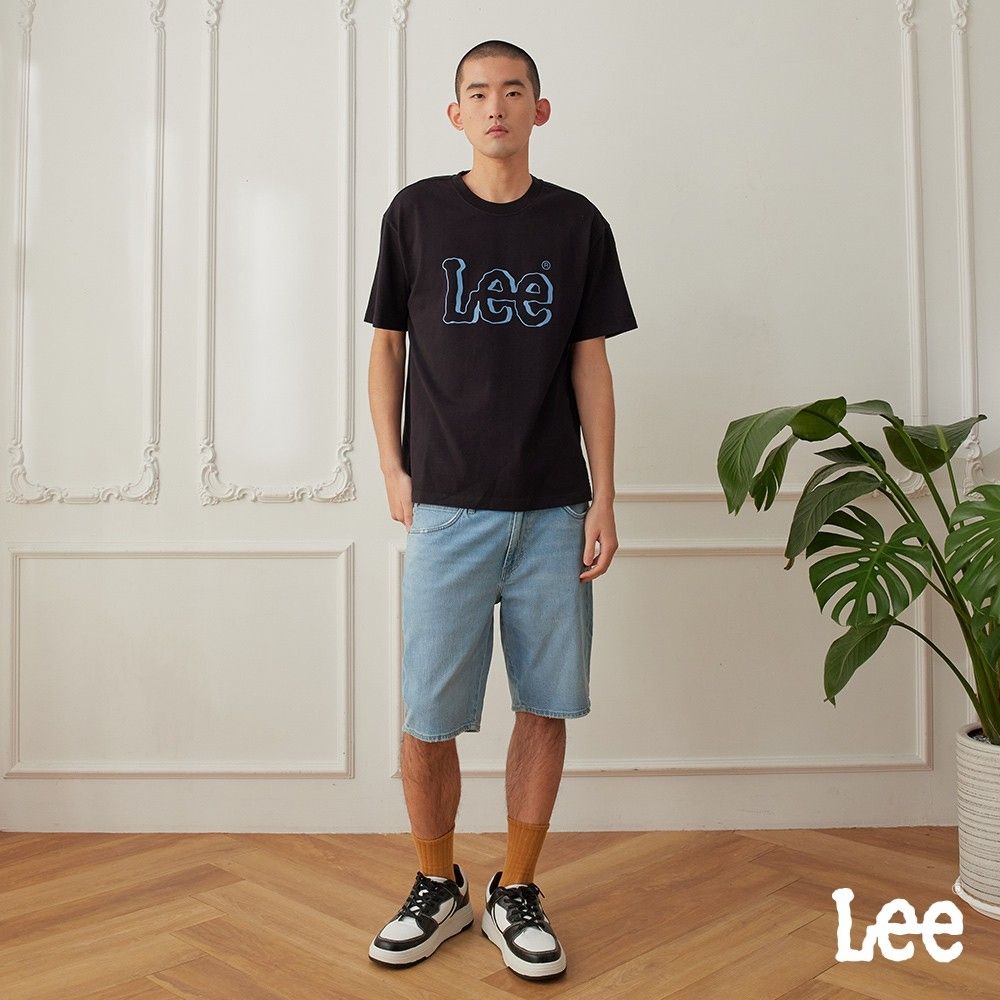 Lee 男女款 季節性版型 立體大LOGO厚版短袖圓領TEE 三色 (黑色)