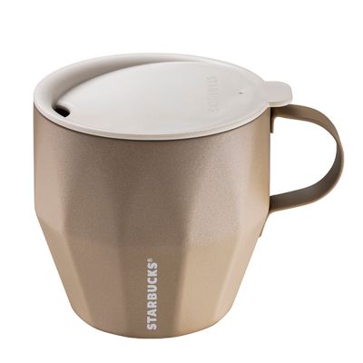 星巴克 奶茶色不鏽鋼把手杯