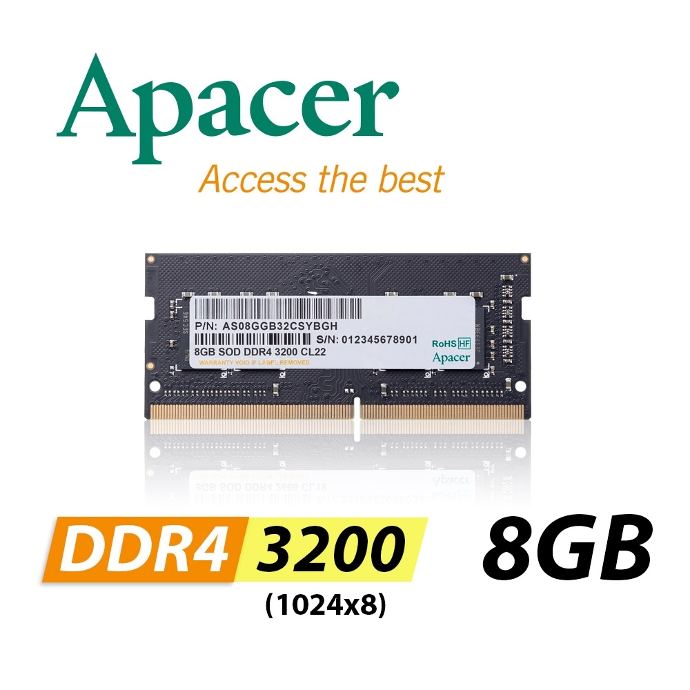 Apacer 8GB DDR4 3200 1024x8 筆記型記憶體| DDR4 | Yahoo購物中心