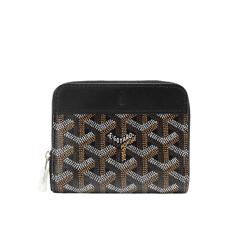 Goyard Matignon PM 帆布拉鍊多夾層零錢包(黑)