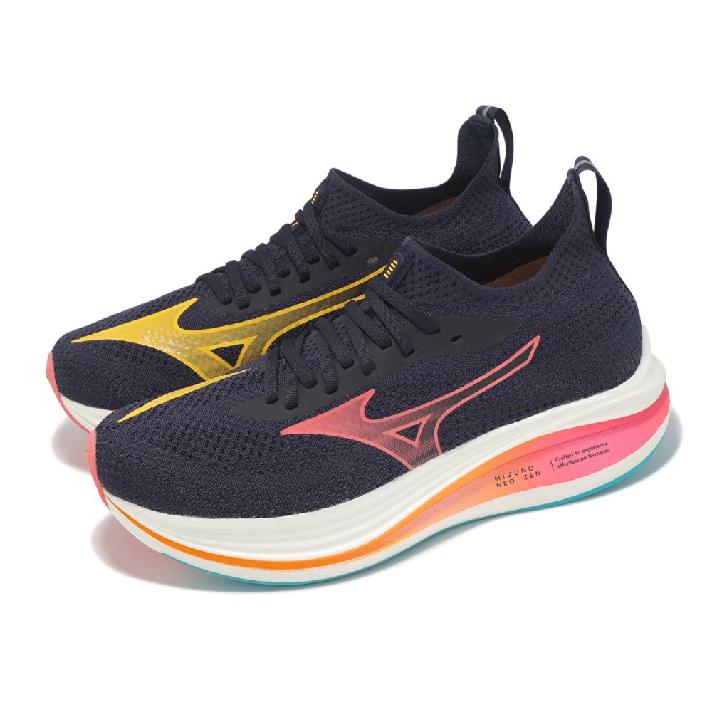 Mizuno 慢跑鞋Neo Zen 男鞋藍橘緩衝路跑運動鞋美津濃J1GC2591-55