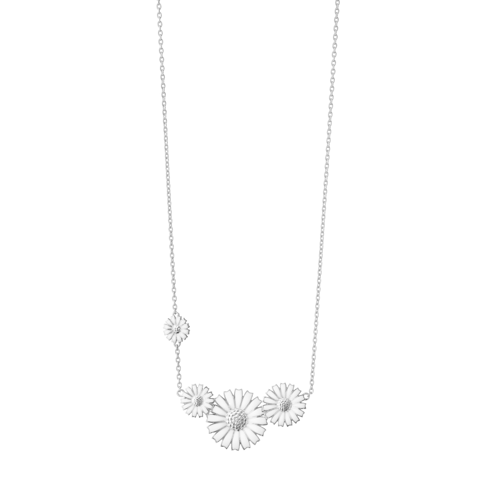 Georg Jensen 喬治傑生DAISY 四朵花項鍊純銀白瓷琺瑯項鍊| Yahoo購物中心
