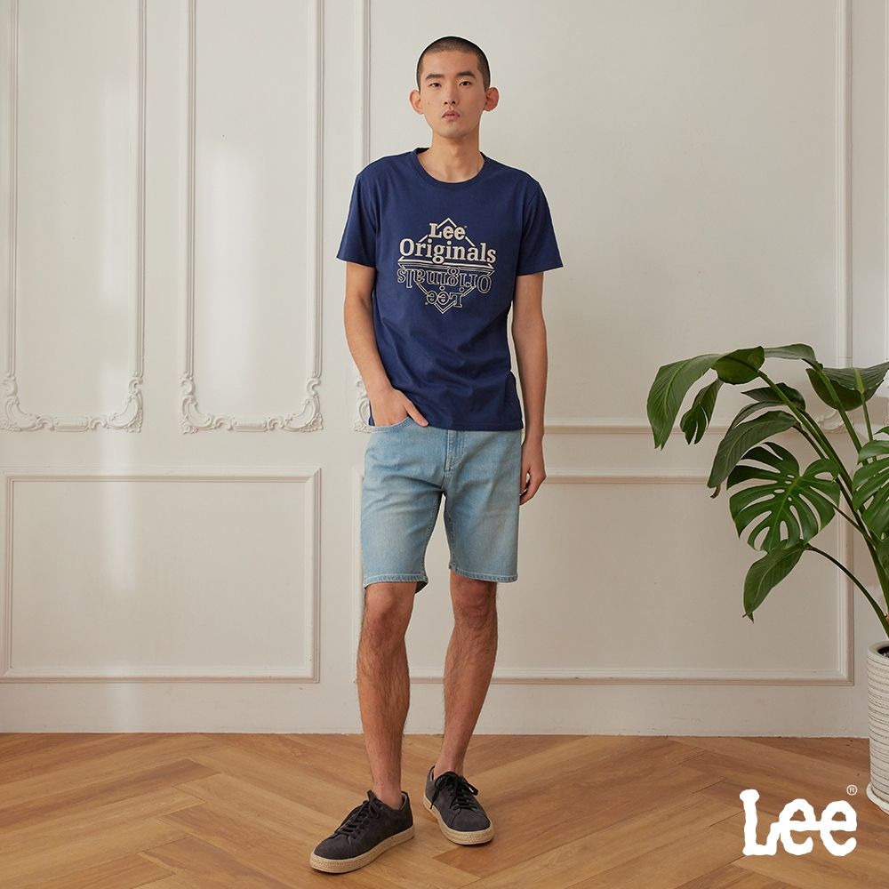 Lee 男款 901 牛仔短褲 中藍洗水