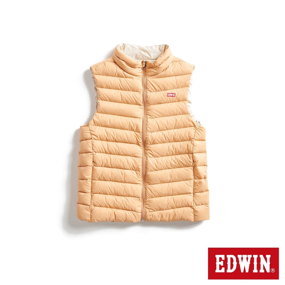 EDWIN 女裝 超輕量雙面穿羽絨背心-淡桔色