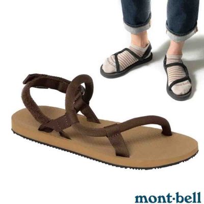 【mont-bell】 Lock-On Sandals 自動調校織帶涼鞋.拖鞋/防滑鞋床.後跟可調.橡膠鞋底/1129714 BN 棕