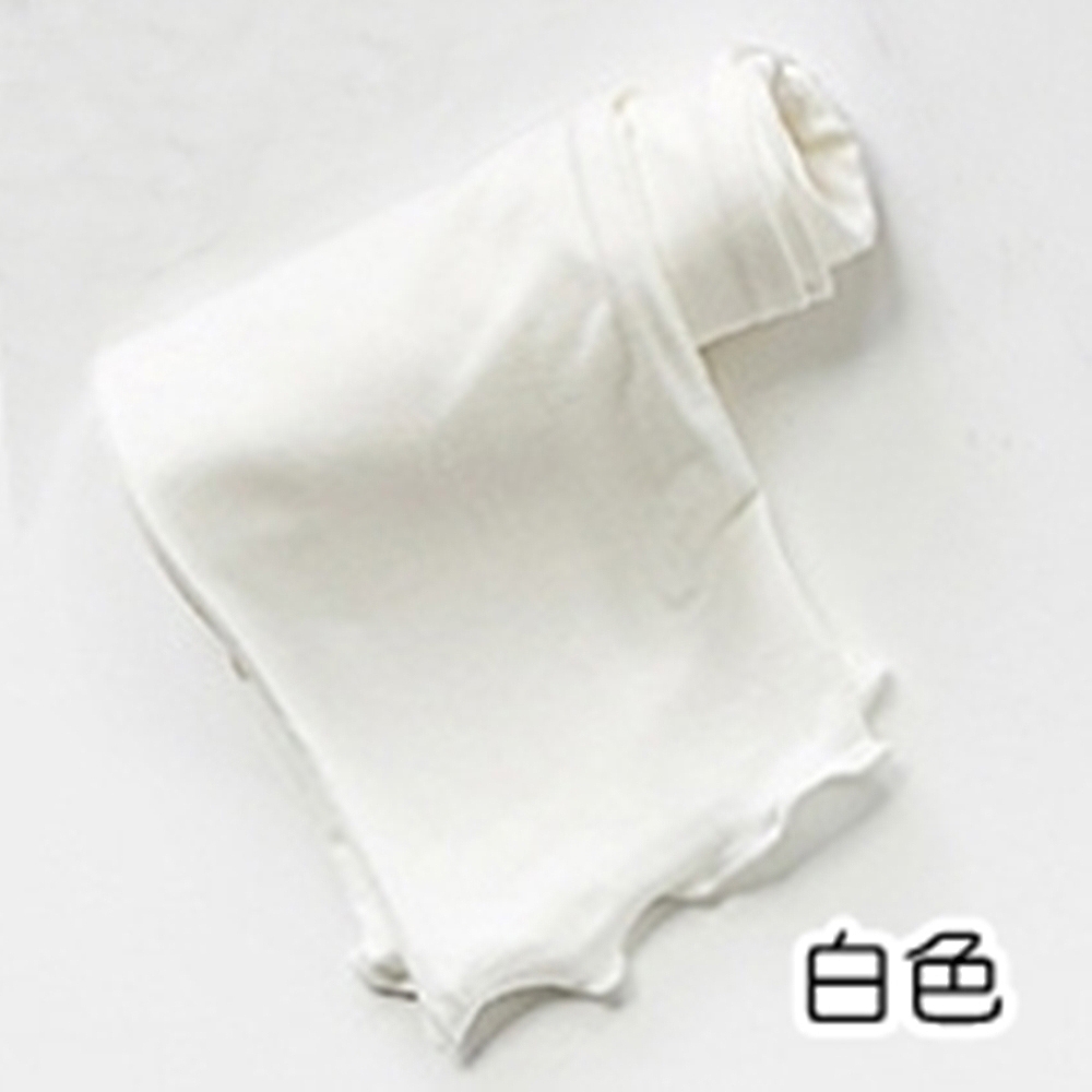 涼感莫代爾 素色木耳邊九分褲 長褲 九分褲 內搭褲 褲子 中童 女童 童裝 橘魔法 現貨【BB9358】 (白色)