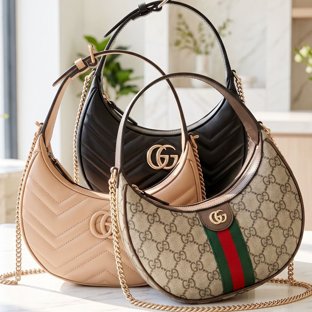 GUCCI 古馳 GG Marmont / Ophidia 鍊帶手提 肩斜背彎月包-多款可選