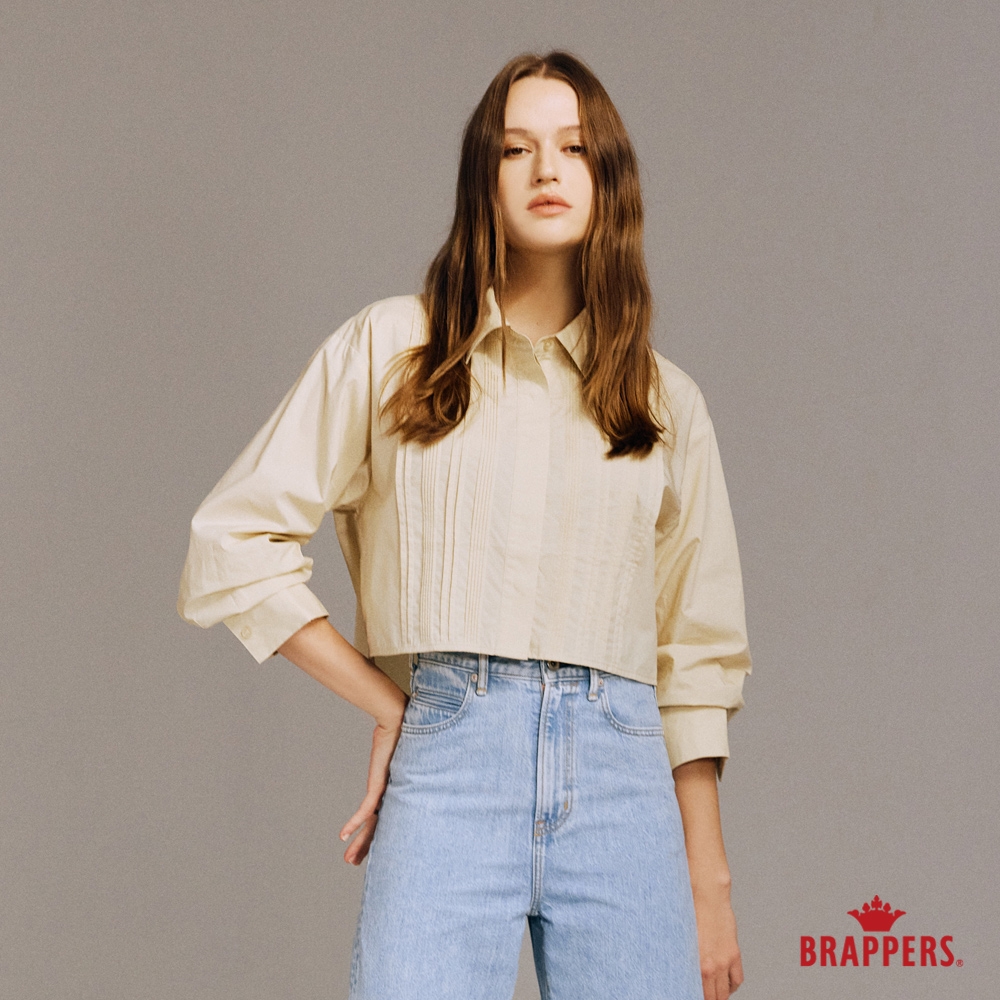 BRAPPERS 女款 法式門襟褶飾襯衫-卡其