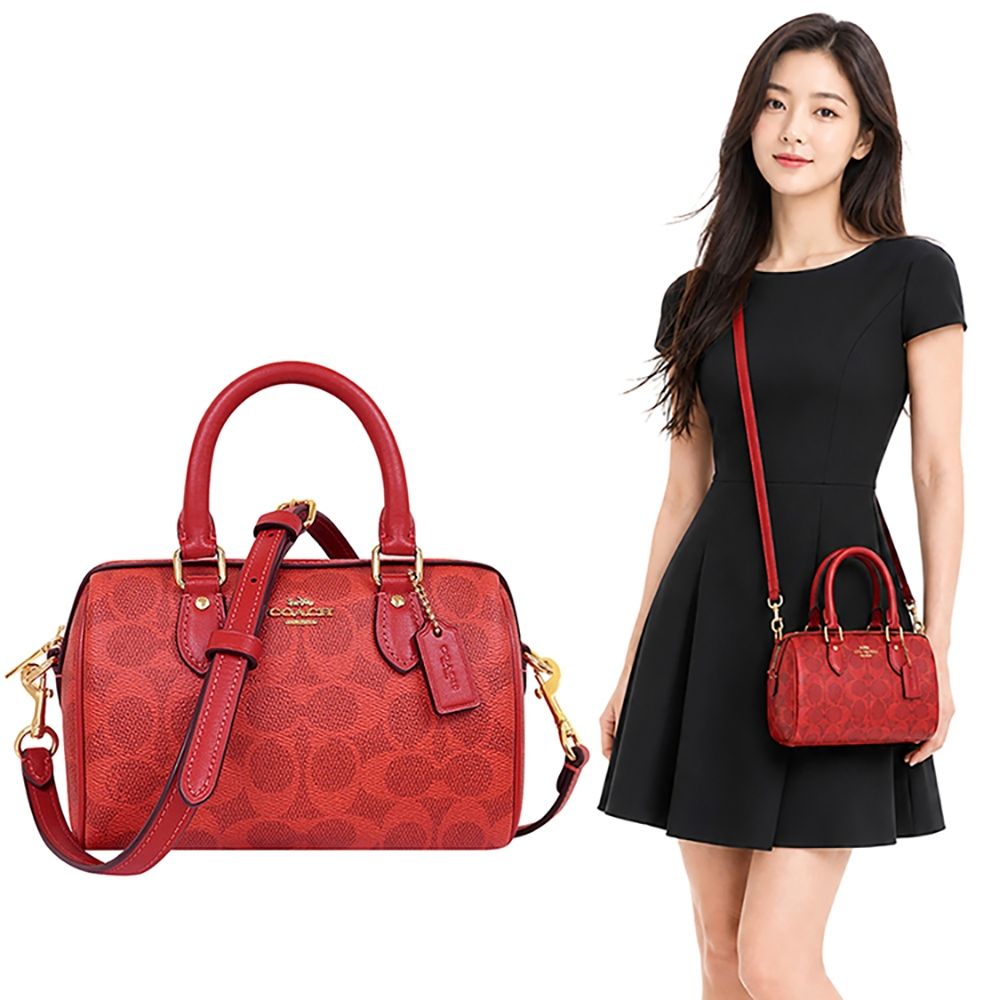COACH 紅色大C PVC小型手提/斜背兩用包