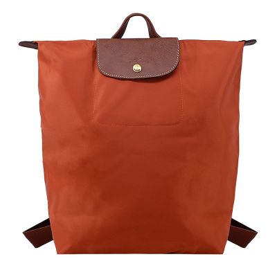 LONGCHAMP LE PLIAGE系列再生尼龍摺疊後背包(中/磚紅)