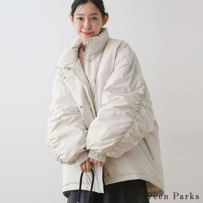〚Green Parks〛保暖蓬鬆下擺抽繩拉鍊立領外套