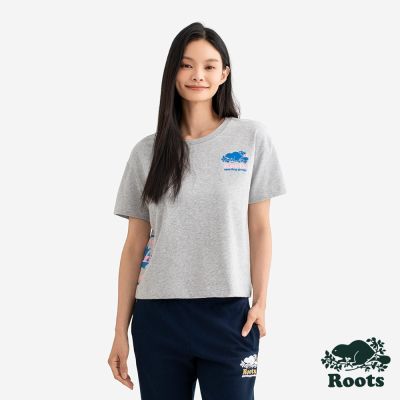 Roots女裝- MODERN CLASSIC 短袖上衣-混色灰