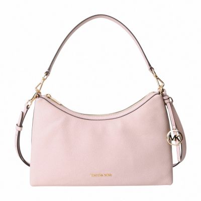 MICHAEL KORS 金字荔枝紋皮革手提/斜背包(嫩粉色)