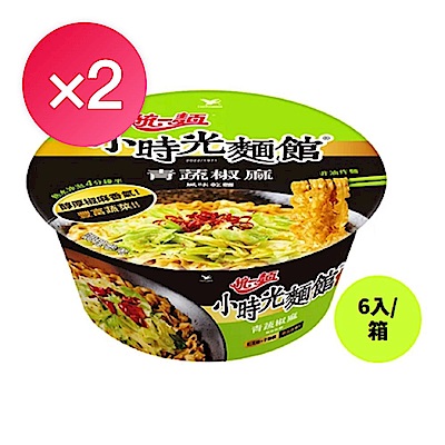 統一麵小時光麵館 青蔬椒麻風味 乾麵碗6入/箱 兩箱超值組