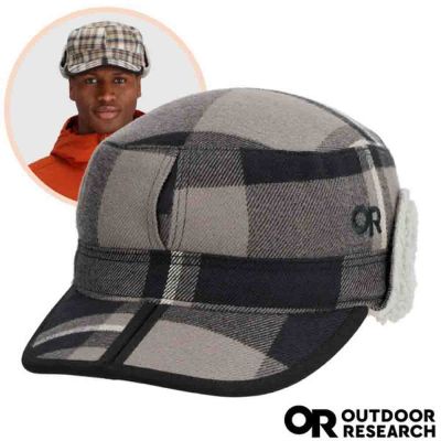 【Outdoor Research】YUKON CAP 二用式內刷保暖遮耳羊毛帽/非The North Face/OR 243658-2966 黑灰格紋