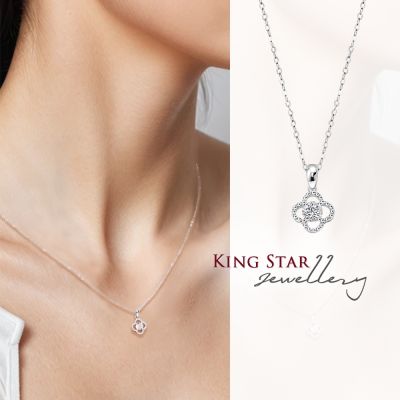 King Star 鉑金台 天然鑽石項鍊 輕奢 幸運草(20分視覺效果)