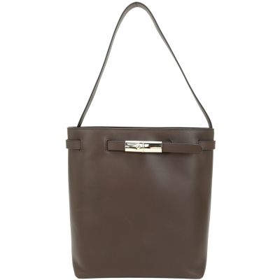 LONGCHAMP Le Smart L 竹節扣帶滑面小牛皮手提 肩背水桶包(摩卡色)