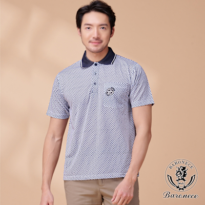 BARONECE 滿版小三角形印花短袖POLO衫(702431-25)
