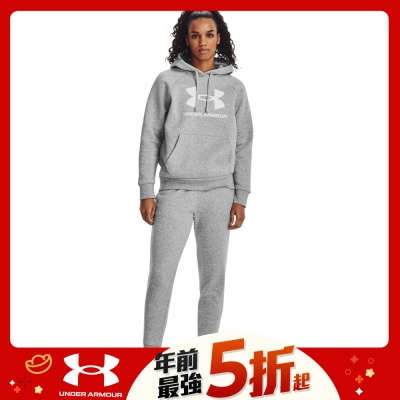 【UNDER ARMOUR】女 Rival Fleece Big Logo 連帽長袖套頭衫 1379501-012