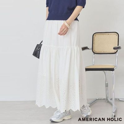 〈AMERICAN HOLIC〉鏤空刺繡層疊拼接長裙