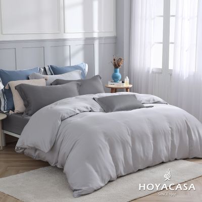 HOYACASA 加大60支天絲被套床包四件組-星霧銀灰(都市灰x星辰銀)