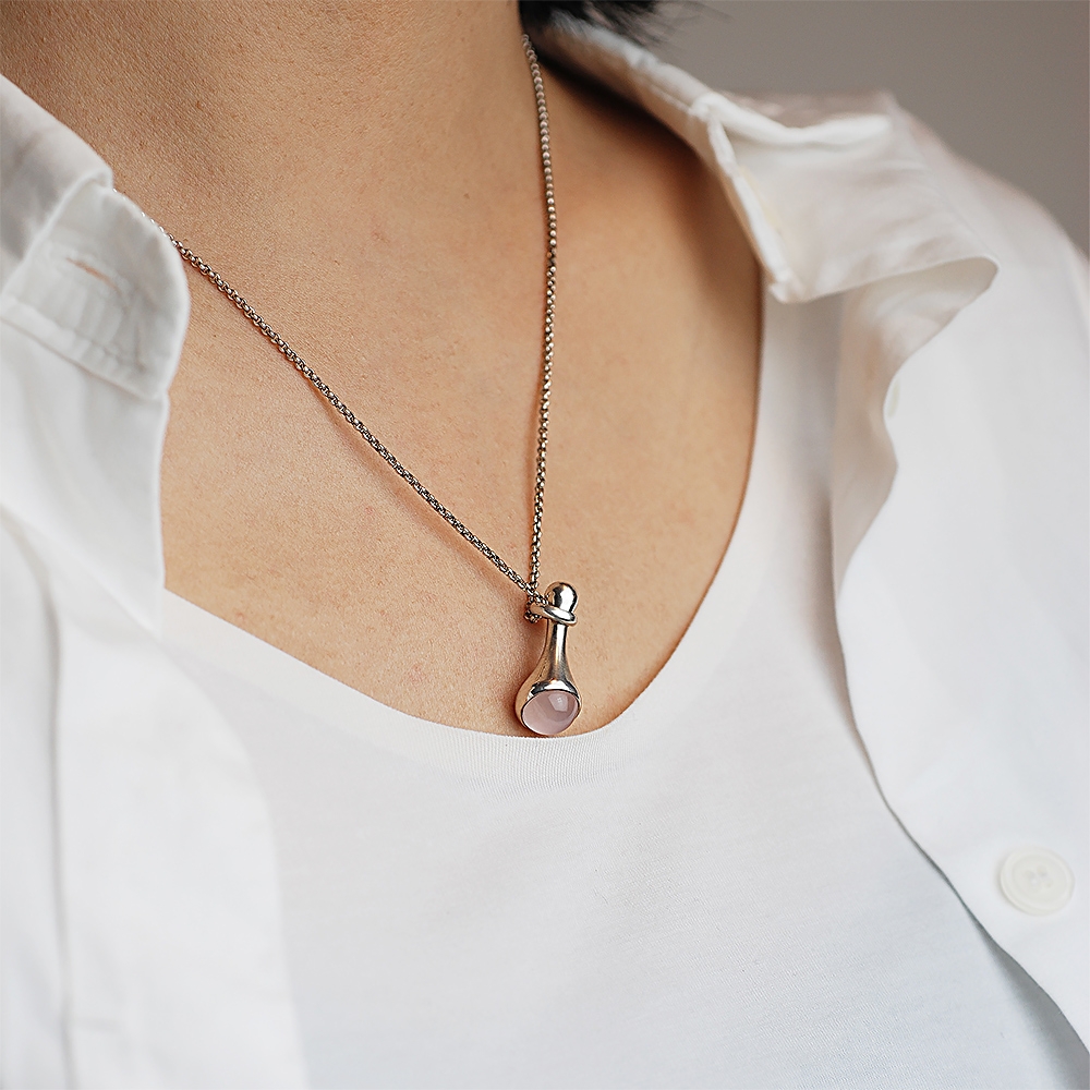 Georg Jensen 喬治傑生#453 DROPLET 粉晶純銀項鍊| 項鍊| Yahoo