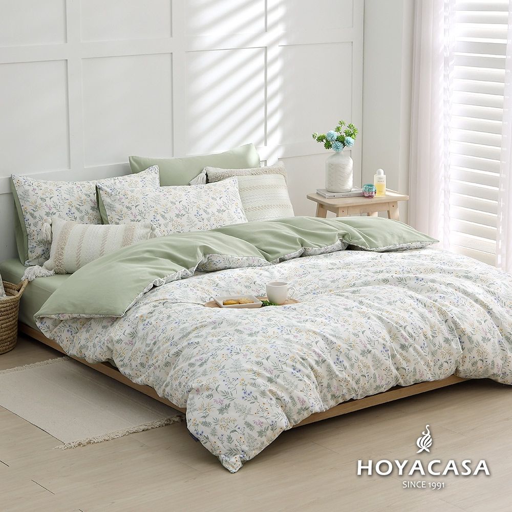 HOYACASA 100%精梳純棉兩用被床包組-多款任選(單人/雙人/加大均一價) (晨語香頌)