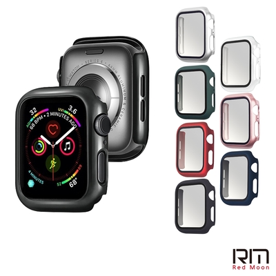 Redmoon APPLE Watch Series 10/9/8/7 9H鋼化玻璃+PC全包覆雙料防摔保護殼 41/42/45/46mm