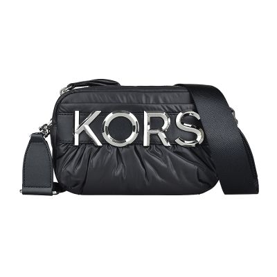 MICHAEL KORS專櫃款 Leonie系列  LOGO再生滌綸拉鍊斜背包(黑)