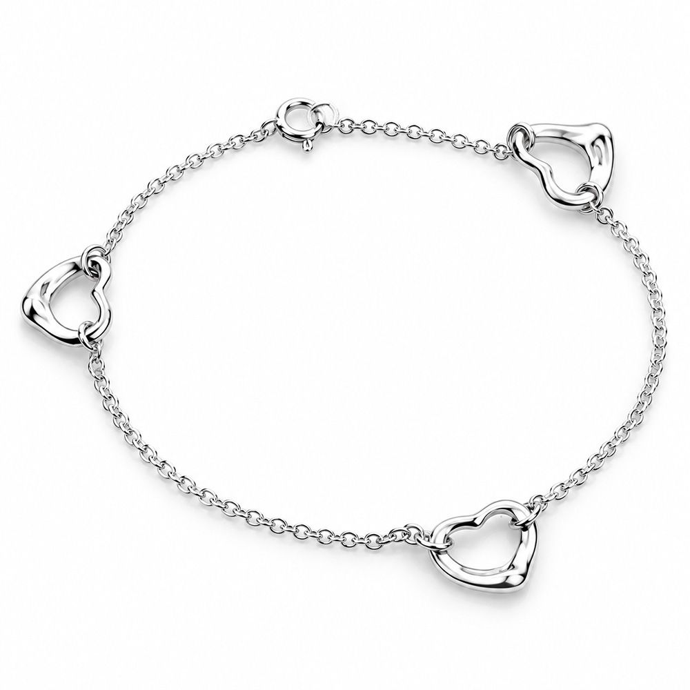 (近新品) Tiffany&Co. 蒂芙尼 Open Heart 3愛心925純銀手鍊