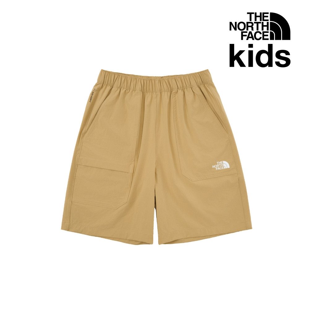 【The North Face 官方旗艦】 北面兒童卡其色UPF防曬短褲｜8C0KLK5 抗UV
