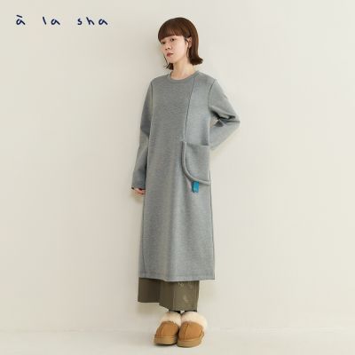 a la sha 立體口袋裝飾太空棉洋裝
