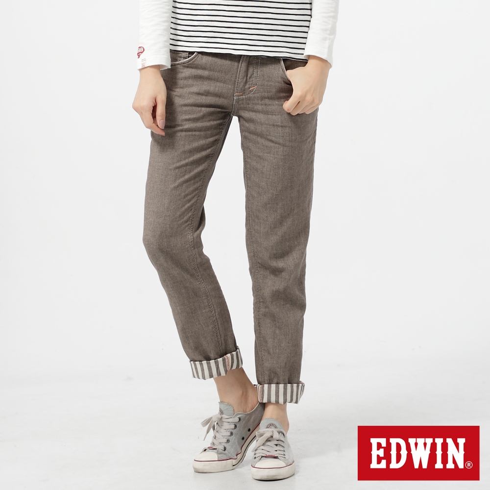 EDWIN 女裝 休閒童趣 MISS BT袋蓋B.F色褲-咖啡色