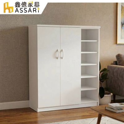 ASSARI-防潮防蛀塑鋼緩衝半開放雙門鞋櫃(寬96x深37x高112cm)